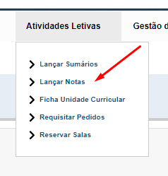 Escolher opção lançar notas